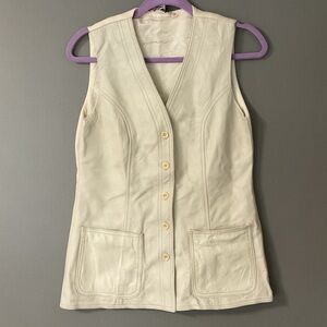 PSI Ivory Button-Up Vest Faux Leather, Size 8